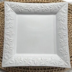 Rare Appolia White Square‎ Dogwood Blossom Trim Serving Dish with Curved Lines
